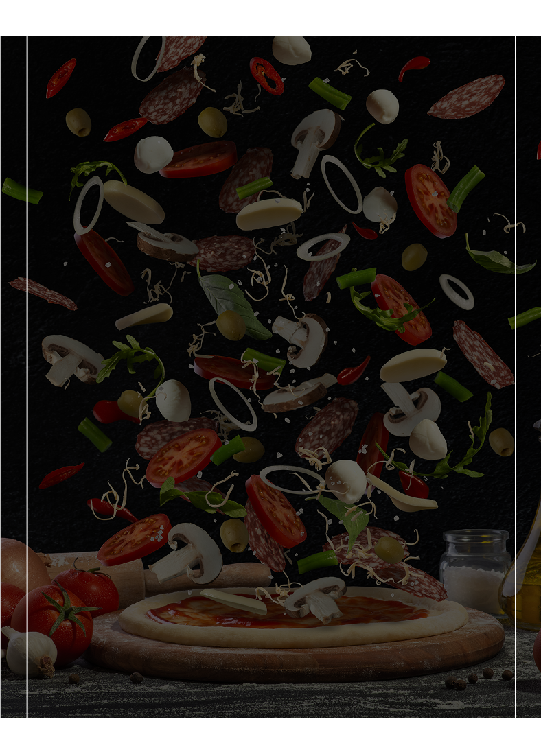 A pizza with mushrooms, tomatoes and other toppings.